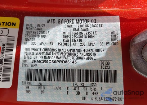 2023 Ford Bronco Sport Outer Banks from USA, damaged, VIN 3FMCR9C66PRD86145